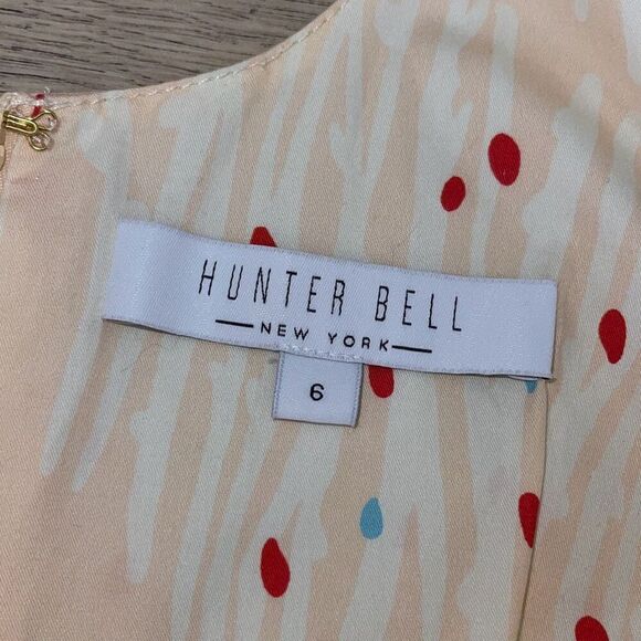 Hunter Bell Braden Dress Abstract Coral Lined Pockets Size 6 NWOT $485 - Picture 9 of 13